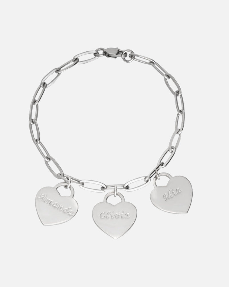 Custom Paperclip Bracelet with Hearts Charm