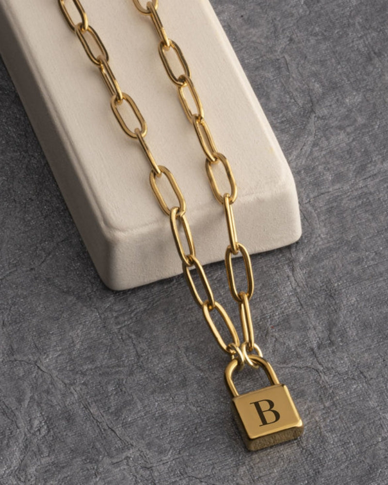 Initial Lock Necklace