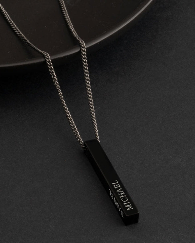 Black 3D Bar Necklace for men