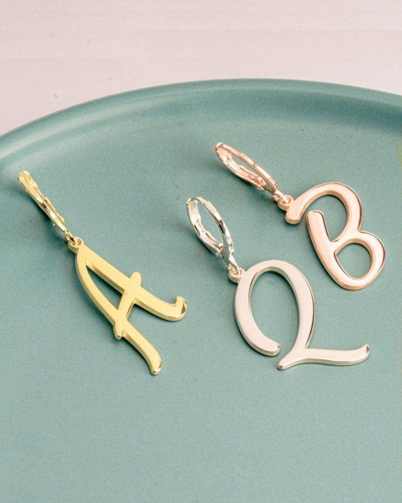 Cursive Initial Earring